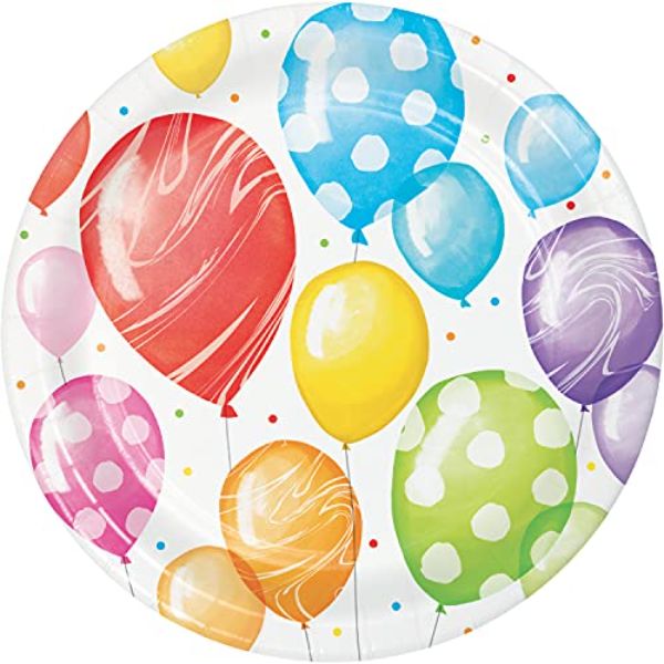 7 in. Balloon Bash Luncheon Paper Plate, Multi Color