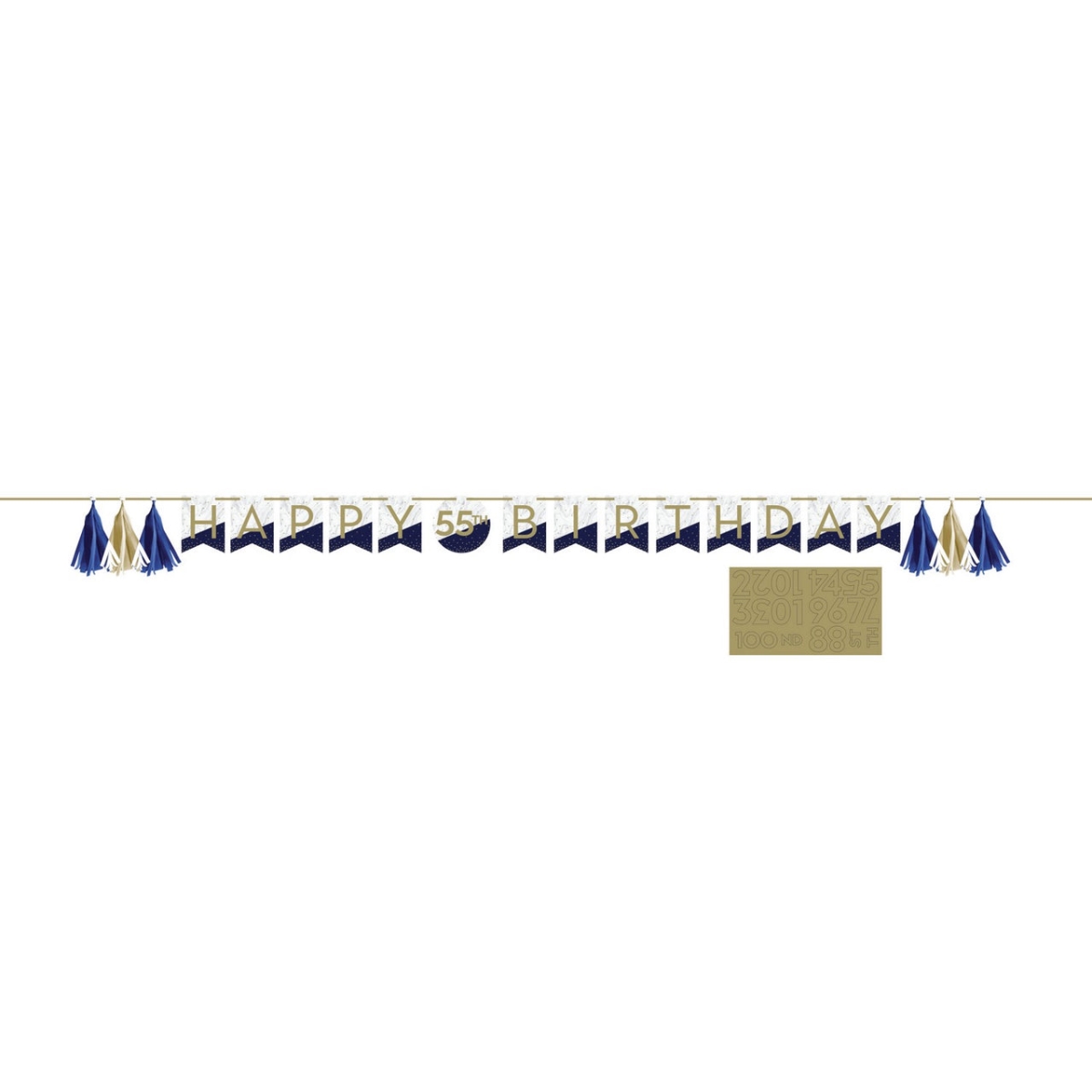 Picture of Creative Converting 357601 Navy & Gold Milestone Banner with Tassels & Stickers