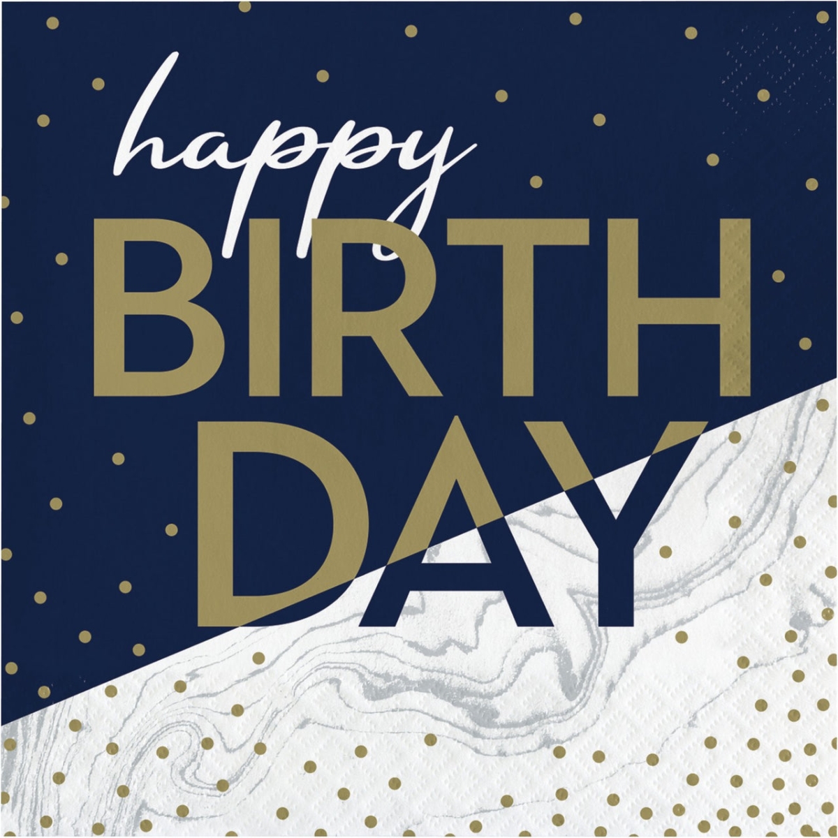 6.5 in. Navy & Gold Milestone Luncheon Paper Napkin