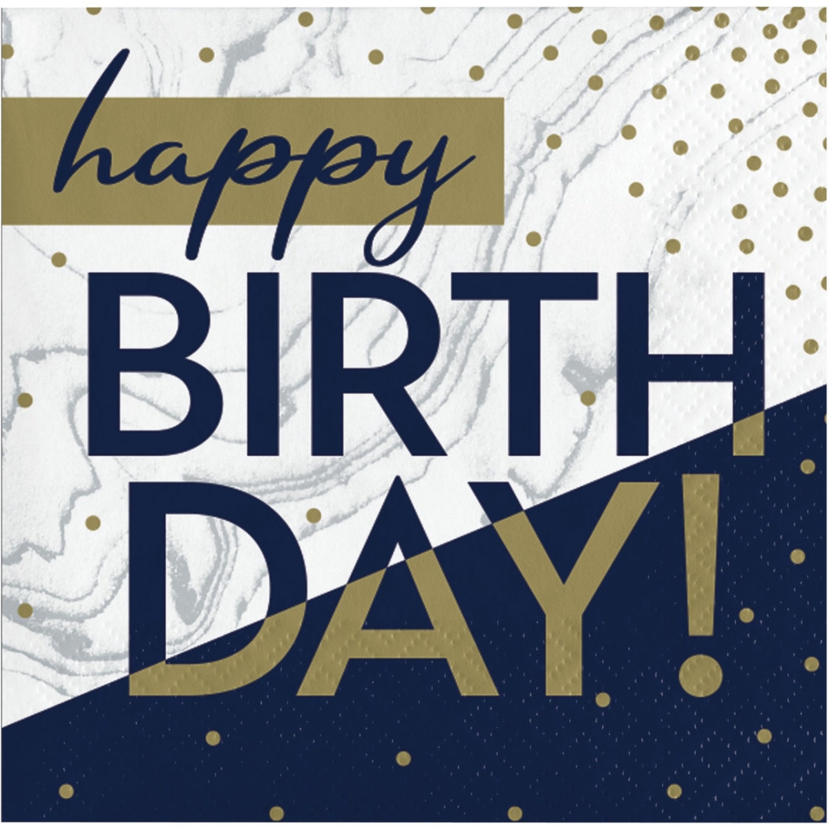 5 x 5 in. Navy & Gold Milestone Beverage Paper Napkin