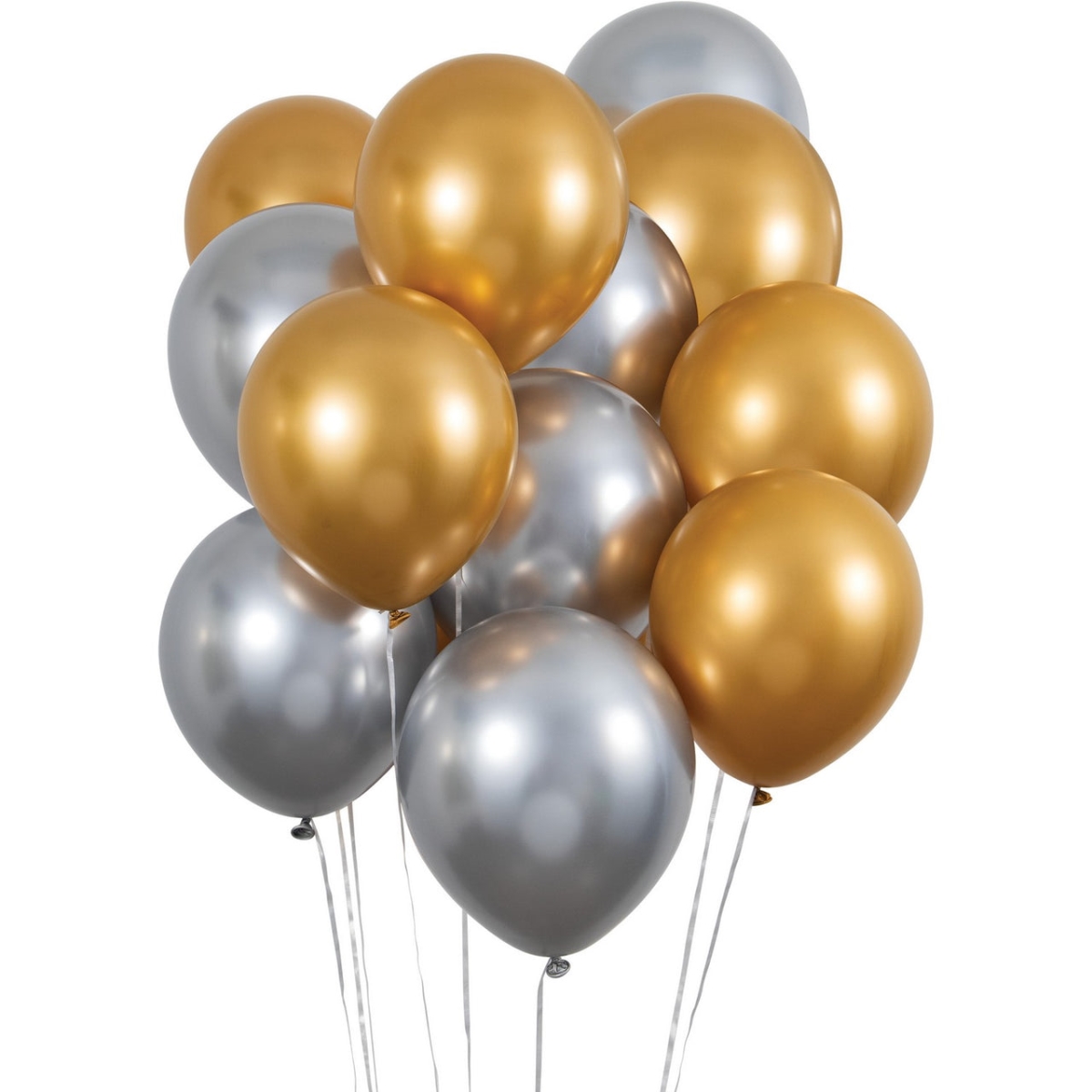 12 in. Silver & Gold Metallic Latex Balloons