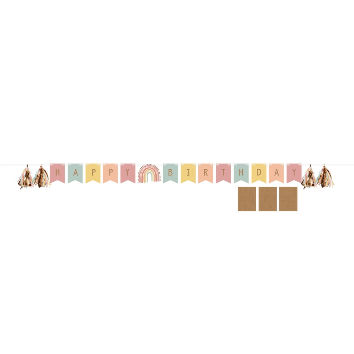 Picture of Creative Converting 360463 8 in. Boho Rainbow Shaped Banner with Ribbon & Stickers DIY