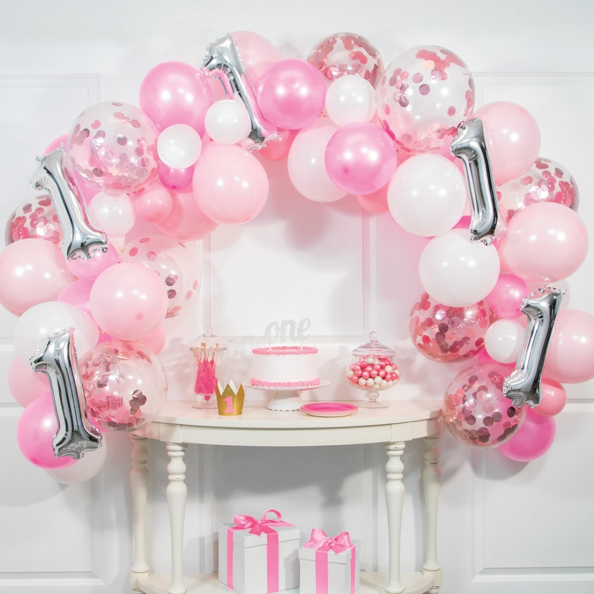 Picture of Creative Converting 360495 10 ft. 1st Birthday Pink Balloon Garland Kit