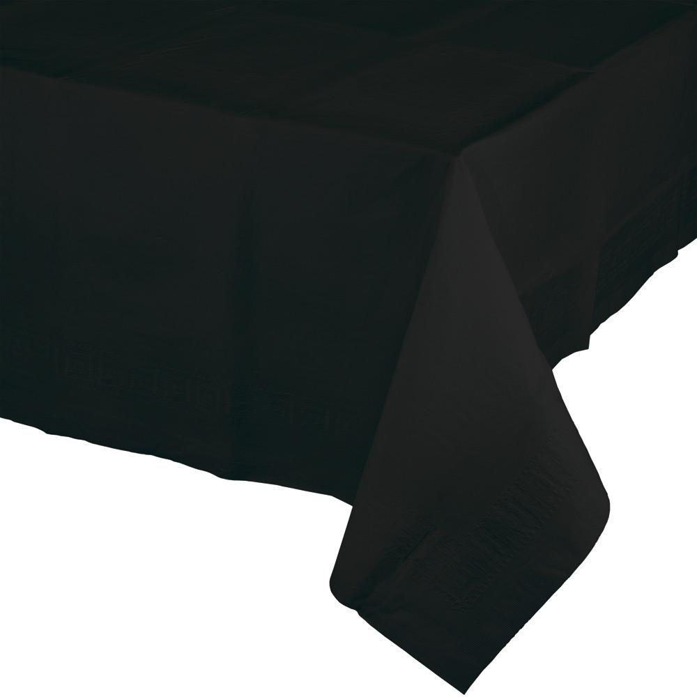Group  54 x 108 in. Black Velvet Plastic Tablecover, Pack of 12