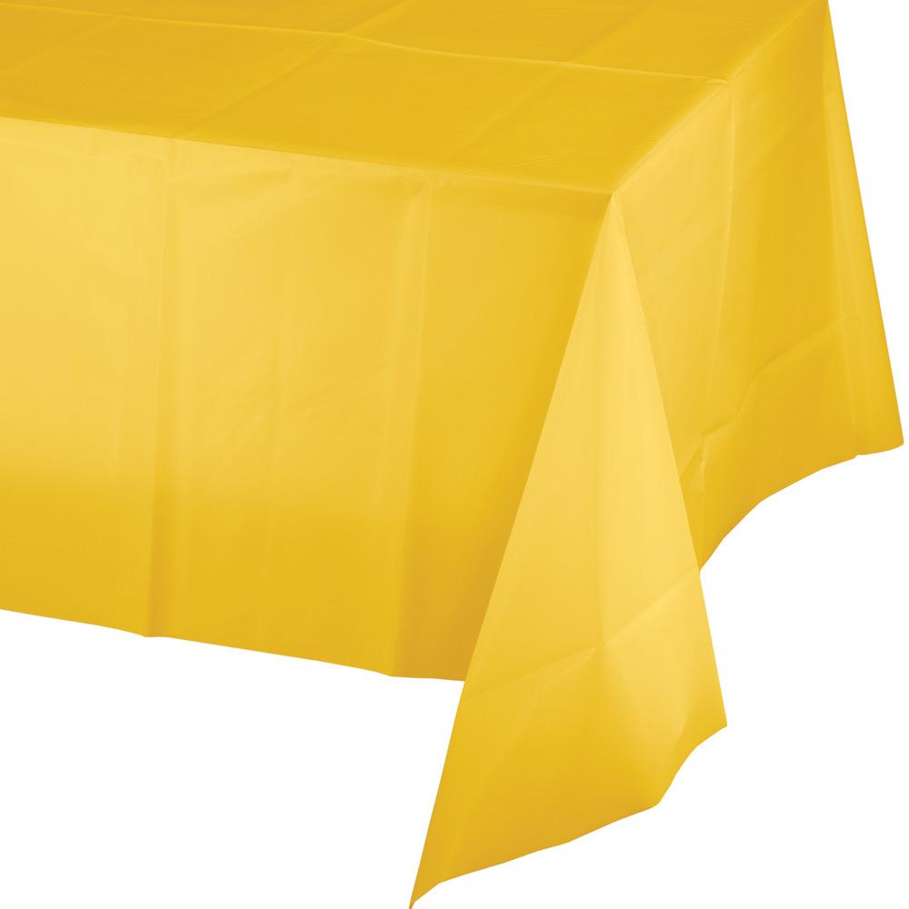 Group 913269 54 x 108 in. School Bus Yellow Plastic Tablecover, Pack of 12