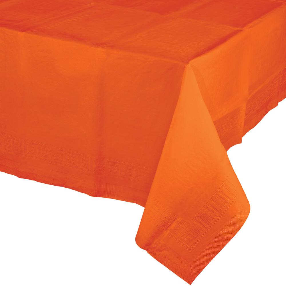 Group 913282 54 x 108 in. Sunkissed Orange Plastic Tablecover, Pack of 12