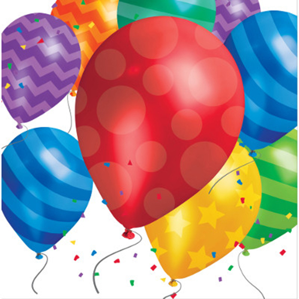 Group  2 Ply Balloon Blast Beverage Napkin, Pack of 12 - 16 Per Pack