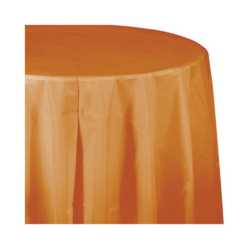 Group  82 in. Pumpkin Spice Tablecover, Octy Round, Pack of 12