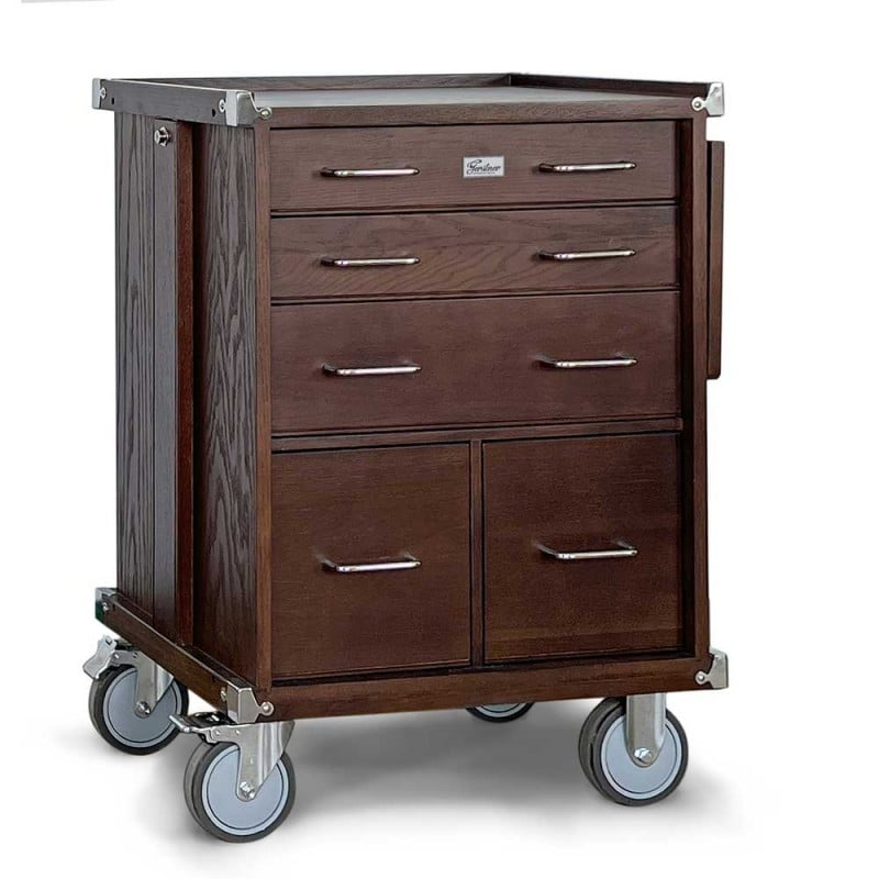 GI-R24-D 5-Drawer Large Roller Cabinet, Dark Oak
