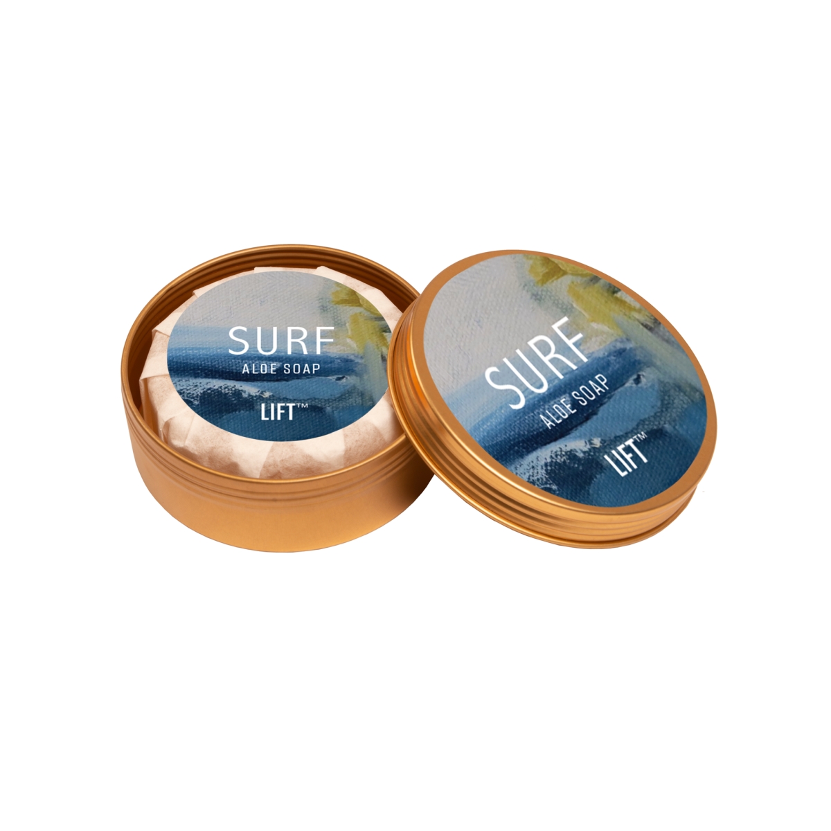 INV-111-LATHCIRC-SURF-GM- Surf Round Aloe Soap in Tin with Lid