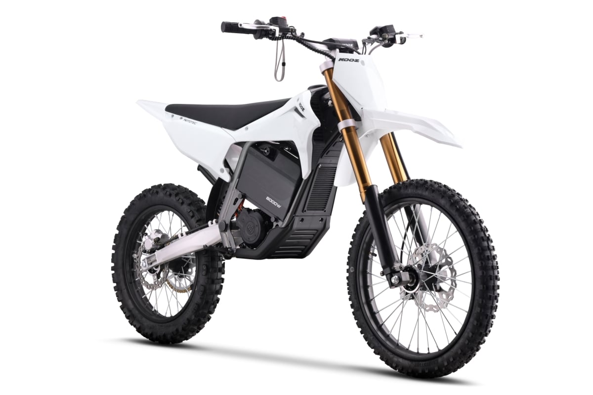 HP131E 8KW L-WHITE 72V 35Ah 19-16 Front & Rear Wheel 8000W Lithium Battery Electric Dirt Bike for Adults, White