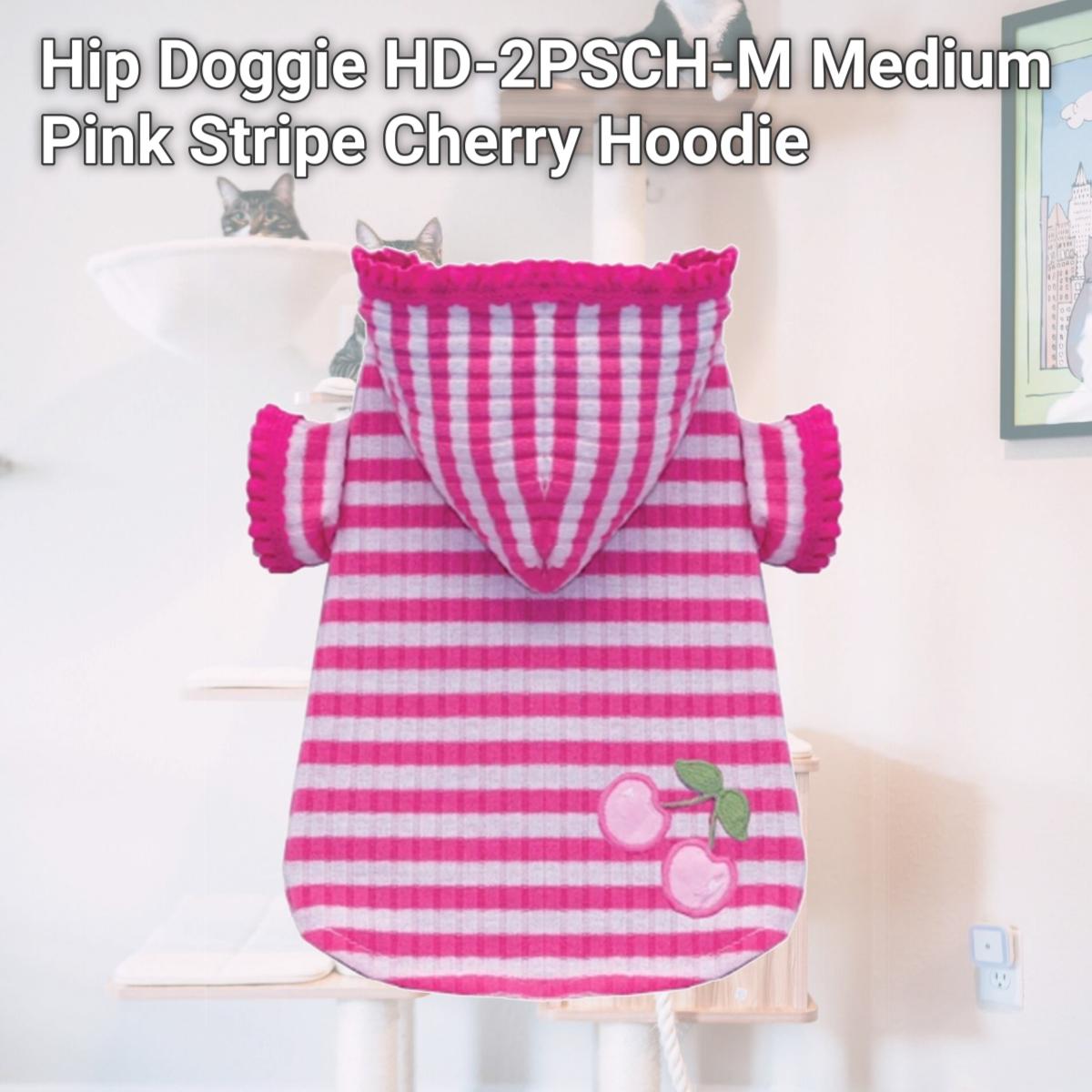Picture of Hip Doggie HD-2PSCH-M Medium Pink Stripe Cherry Hoodie