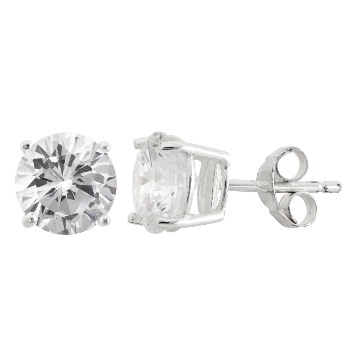 Picture of Helen Andrews 3E24-593.WHZ Sterling Silver 8mm Round White Cubic Zirconia Stud Earrings