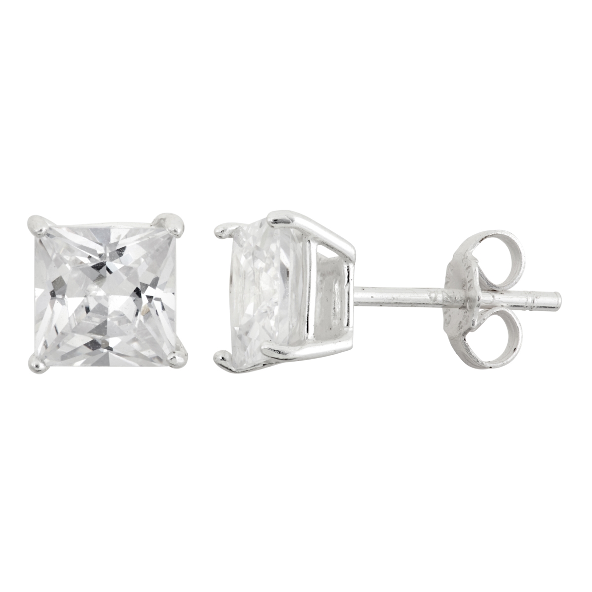 Picture of Helen Andrews 3E24-759.WHZ Sterling Silver 6x6mm Square White Cubic Zirconia Stud Earrings