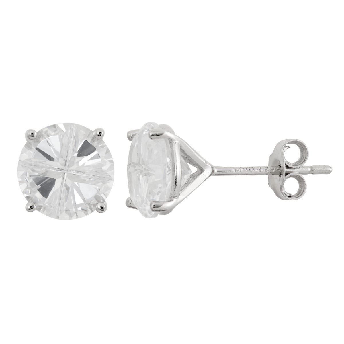 Picture of Helen Andrews 3E28-284.WHZ Sterling Silver 8mm Round White Cubic Zirconia Quad Cut Stud Earrings