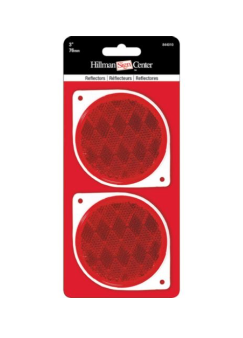 Picture of Hillman Group 844010 3 in. Adhesive Circle Reflectors  Red - 1 6 Piece