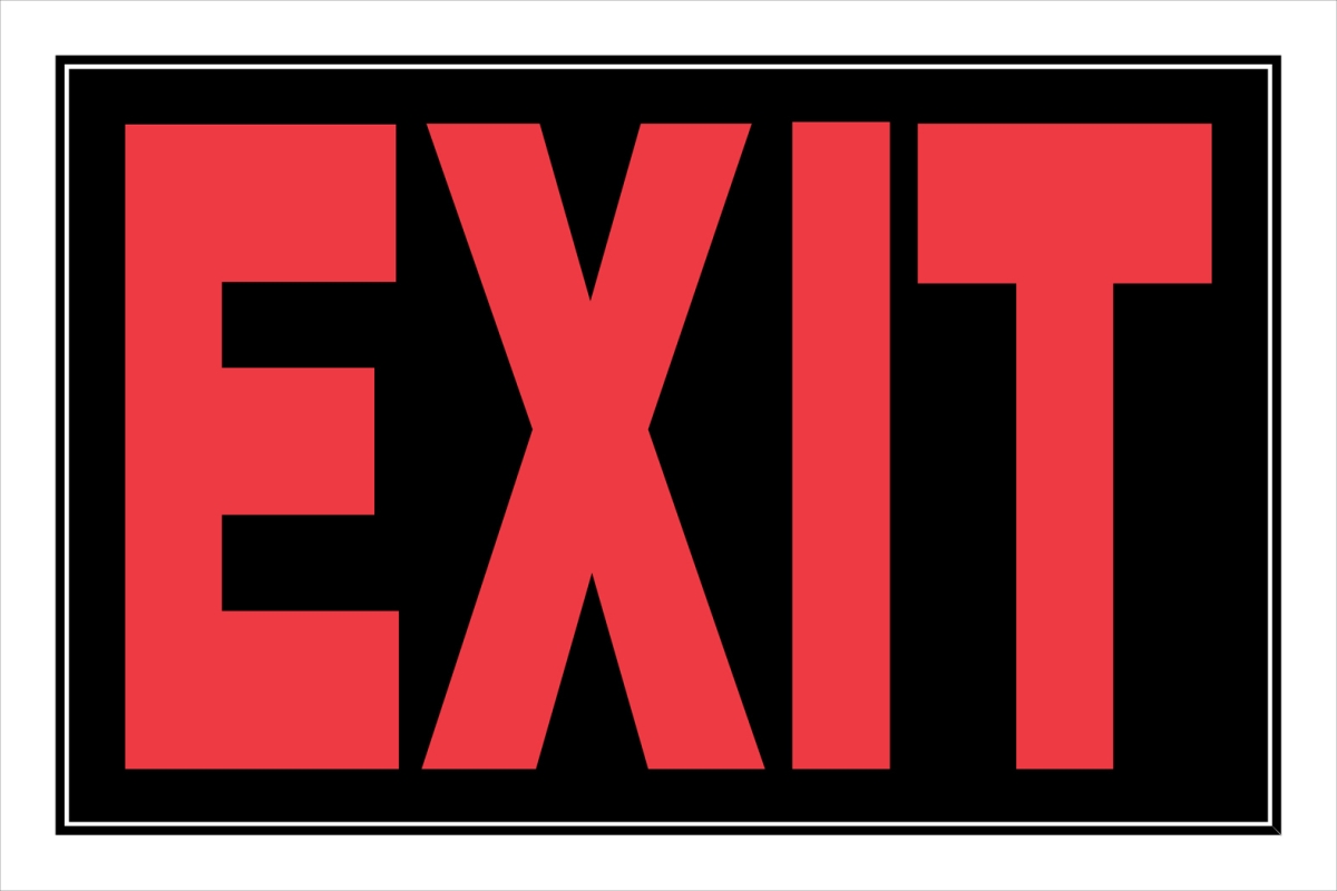 839892 8 x 12 in. Red & Black Plastic Exit Sign