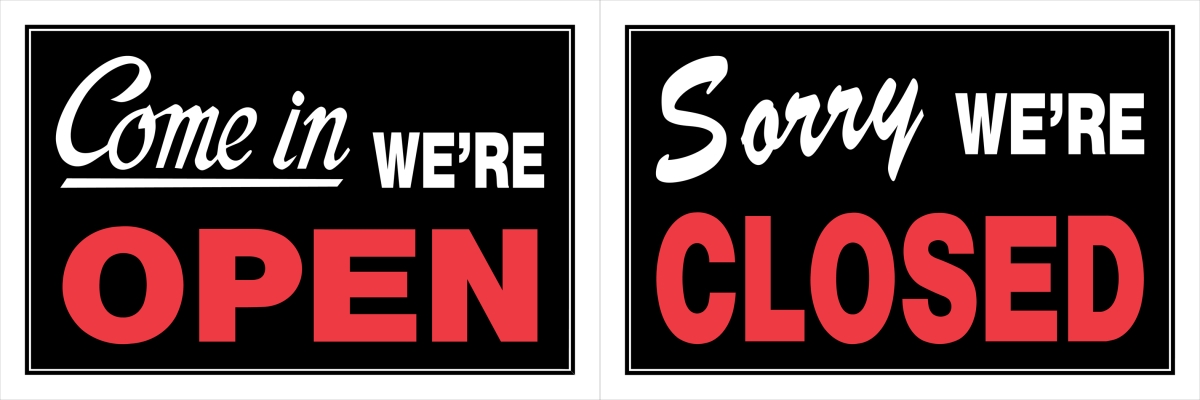 8 x 12 in. Red & Black Plastic Yes Were Open & Sorry Were Closed sign -  6 Piece