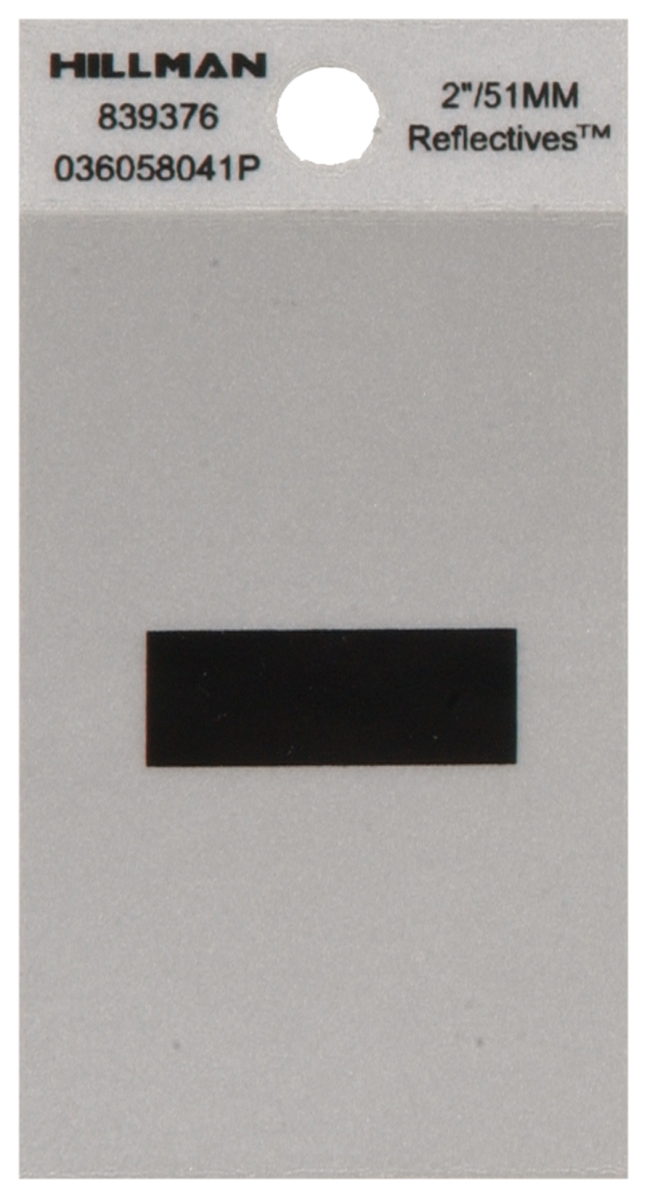 2 in. Black & Silver Reflective Mylar Square Cut Self Adhesive Symbol - Hyphen