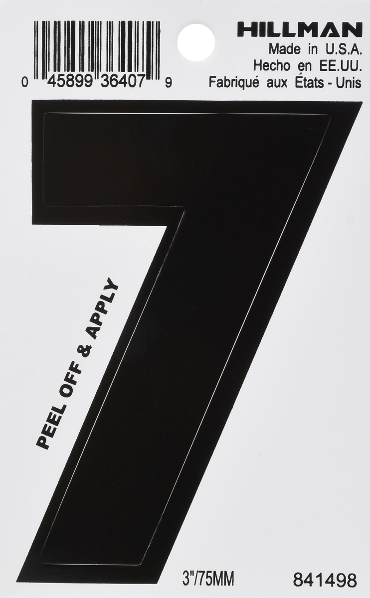 3 in. Black Glossy Vinyl Die-Cut Adhesive Number - 7