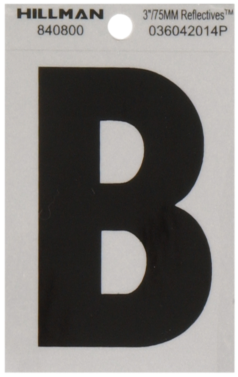 3 in. Black & Silver Reflective Mylar Thin Die-Cut Self Adhesive Letter - B