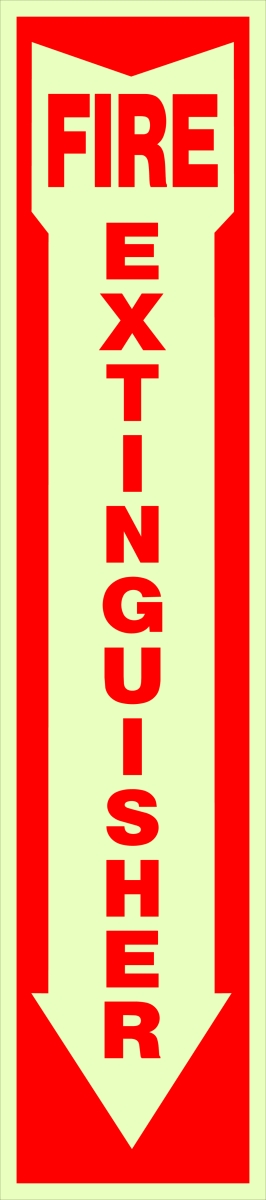 840204 4 x 18 in. Red Vinyl Glow-in-the-Fire Extinguisher Sign