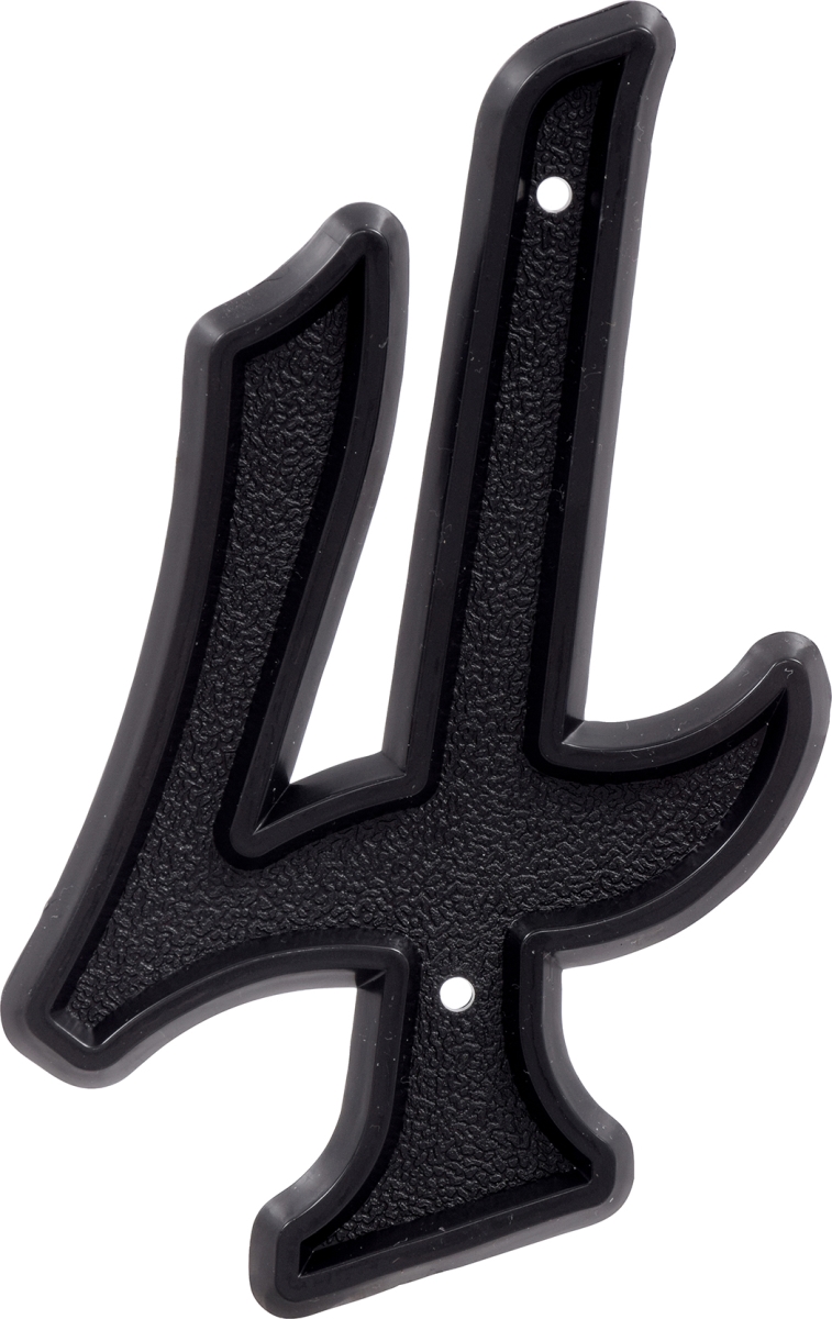 6 in. Matte Black Plastic House Number - 4