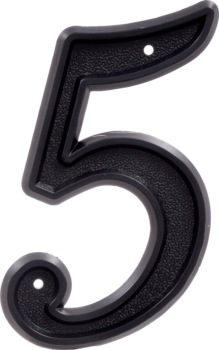 844045 6 in. Matte Black Plastic House Number - 5