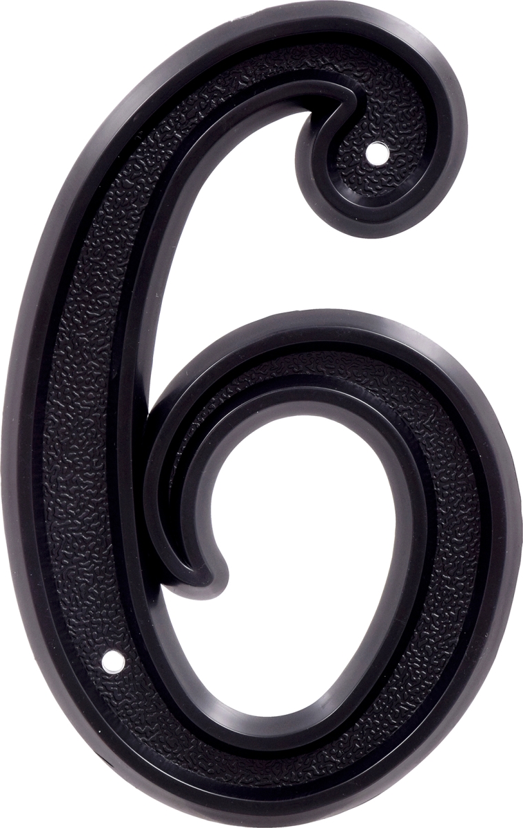 6 in. Matte Black Plastic House Number - 6