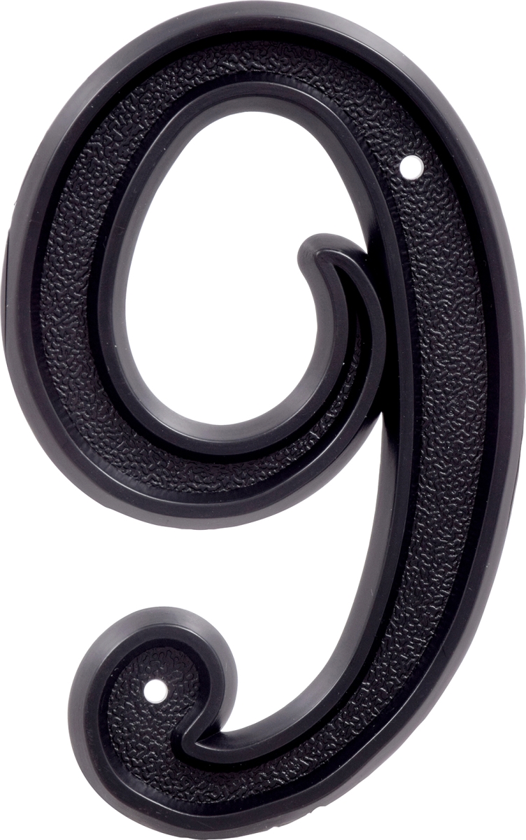 6 in. Matte Black Plastic House Number - 9 -  6 Piece