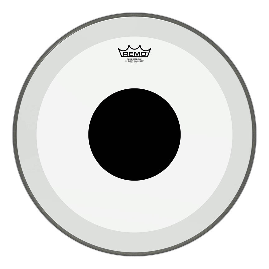 3701318 18 in. Dia. Powerstroke 3 Clear No Stripe Top Black Dot Bass Drum Head