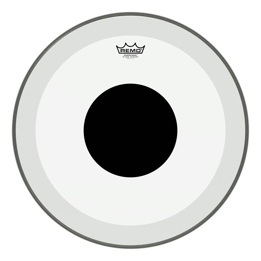 3701332 20 in. Dia. Powerstroke 3 Clear No Stripe Top Black Dot Bass Drum Head