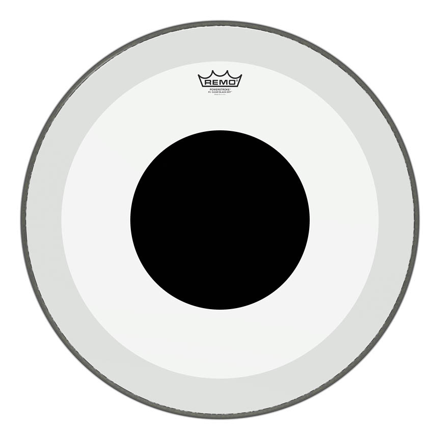 3701346 22 in. Dia. Powerstroke 3 Clear No Stripe Top Black Dot Bass Drum Head