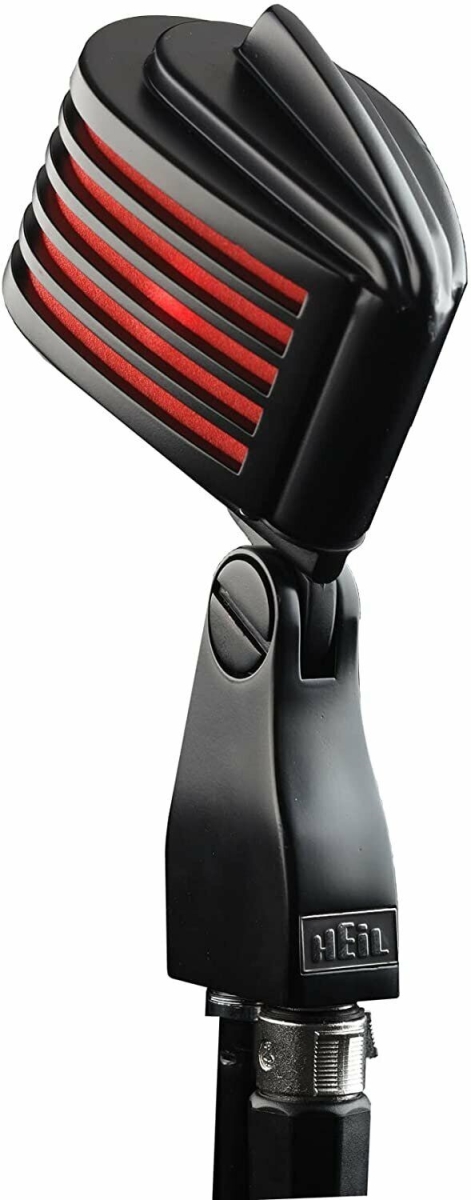 364928 The Fin Retro-Styled Dynamic Cardioid Microphone, Black Body & Red LED -  Heil Sound