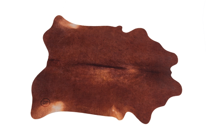 6 x 5.25 ft. Vegan Cow Drum Rug, Betsy Red Brown