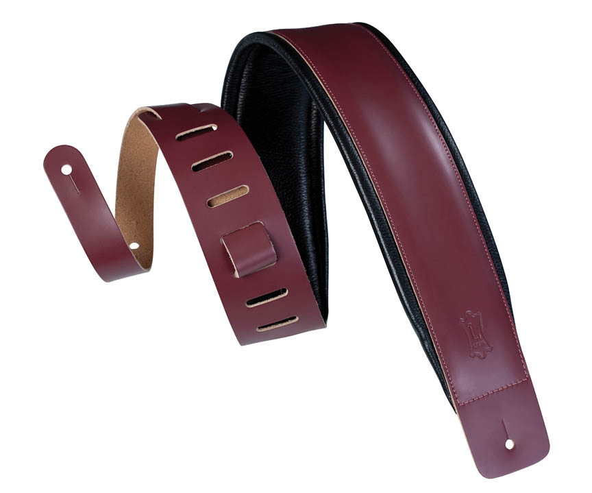 3719501 3 in. Heirloom Series Genuine Leather Guitar Strap, Burgundy -  Levys Straps