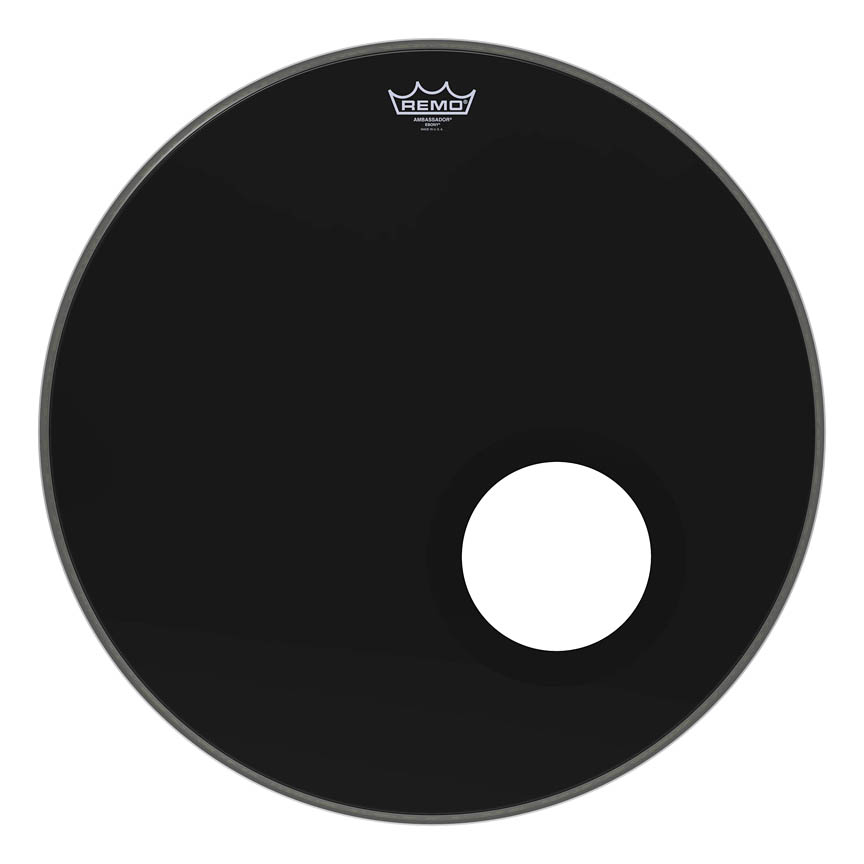 22 in. Dia. Bass Ambassador Ebony with 5 Black Dynamo Installed