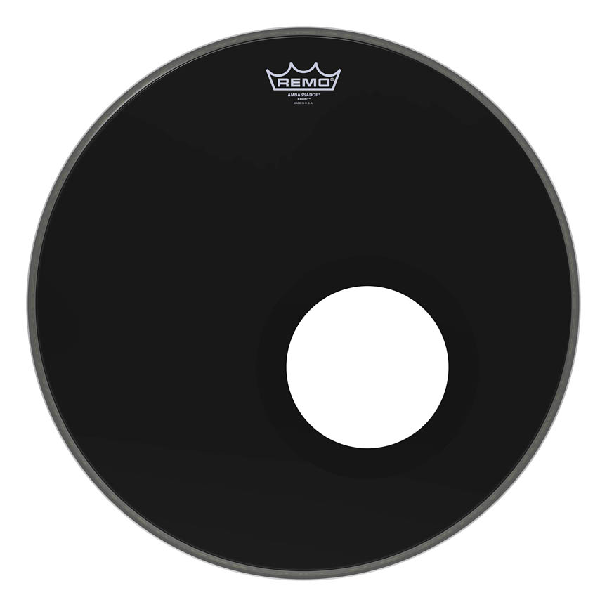 3700577 18 in. Dia. Bass Ambassador Ebony with 5 in. Black Dynamo Installed