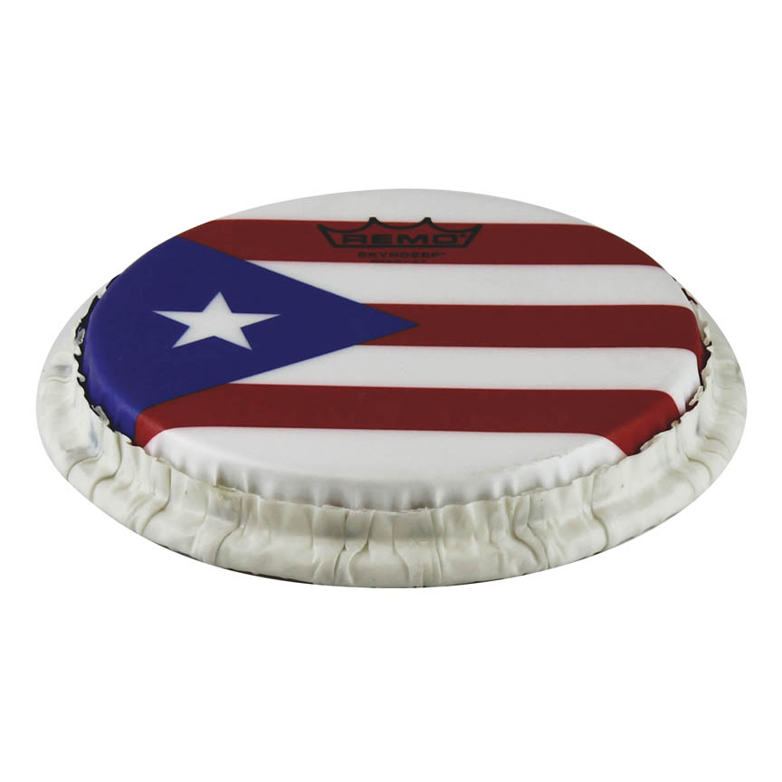7.15 in. Bongo Drumhead with Tucked Skyndeep Puerto Rican Flag Graphic