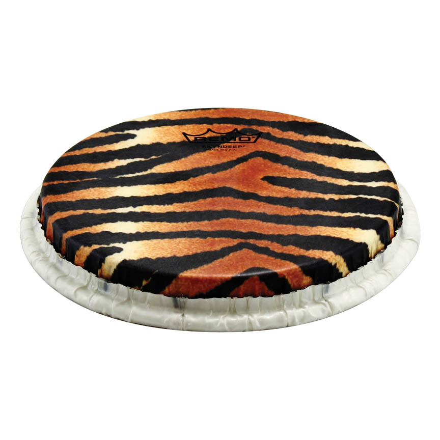 3701034 8.5 in. Bongo Drumhead with Tucked Skyndeep Tiger Stripe Graphic
