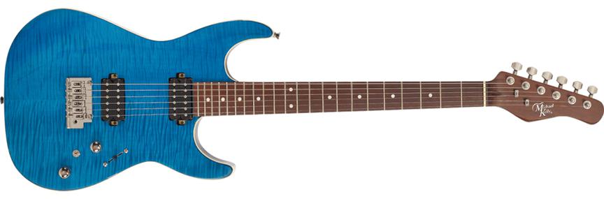 456810 Element GTR 62 Solid Body 2 Hum Flametoptrans Guitar, Blue -  Michael Kelly Guitars