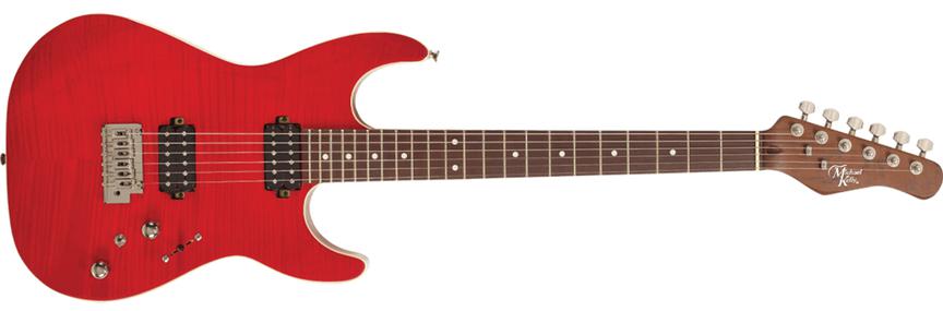 456811 Element GTR 62 Solid Body 2 Hum Flametoptrans Guitar, Red -  Michael Kelly Guitars