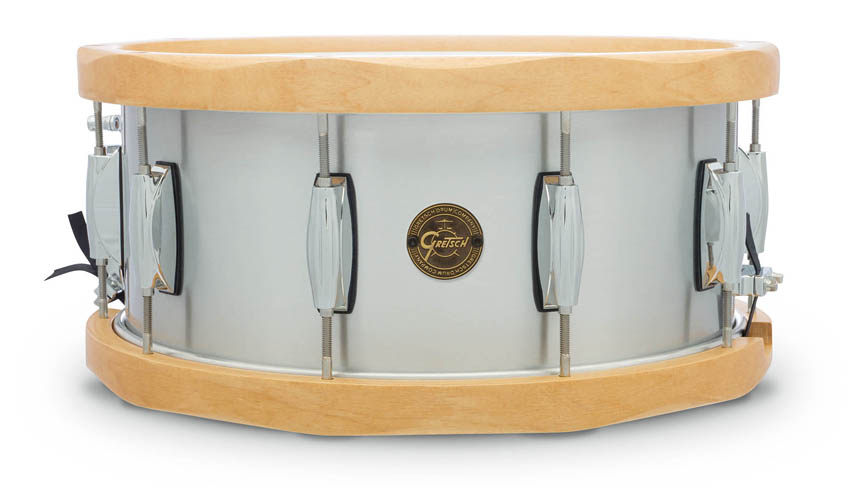 776437 6.5 x 14 in. Aluminum Wood Hoop Snare Drum -  Gretsch Import