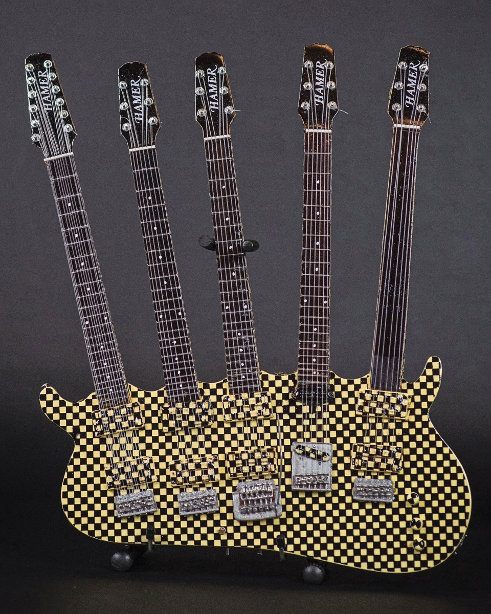 286405 Five-Neck Checkered Model Nielsen, Rick Miniature Guitar Replica