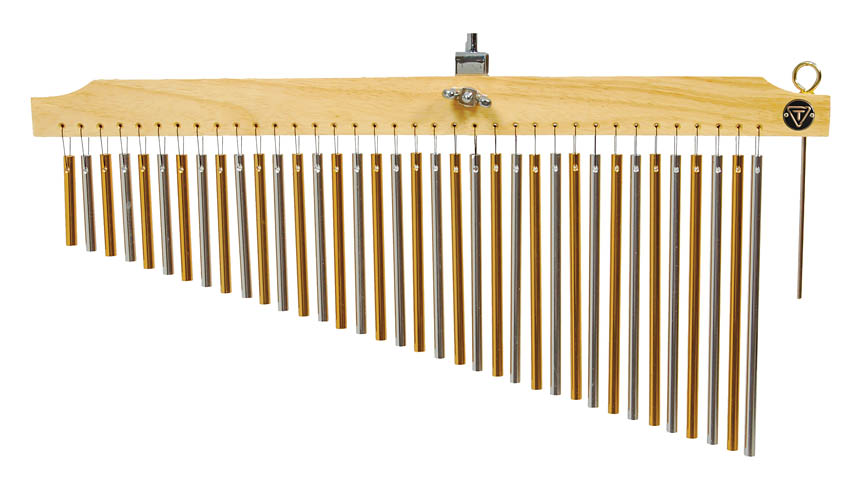 755647 Chimes with Wood Bar, Chrome, Gold & Natural - 36 Count
