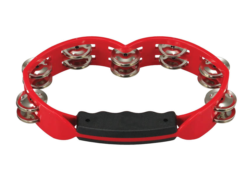 125511 Hand Held Plastic Tambourine, Red