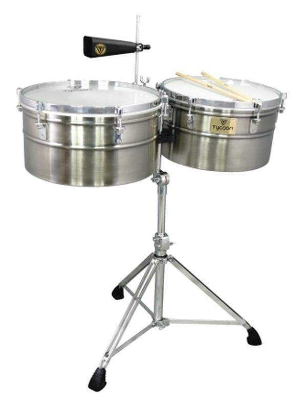 363662 15 & 16 in. Deep-Shell Brushed Chrome Timbales