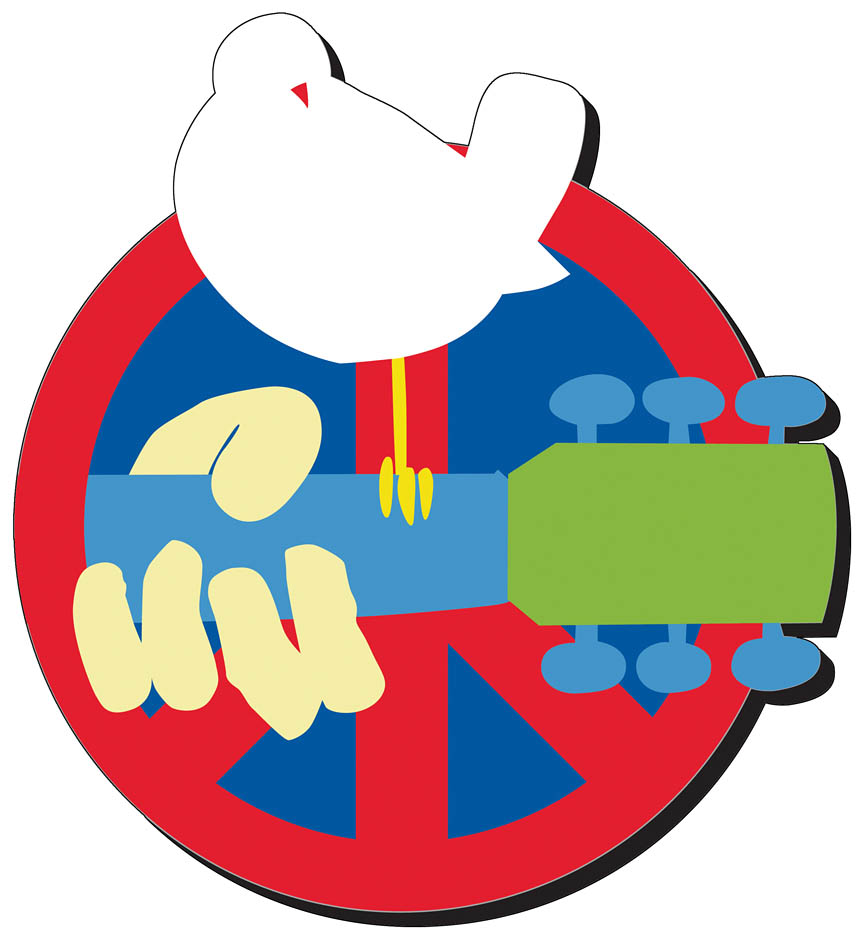 Woodstock Guitar & Dove Chunky Magnet
