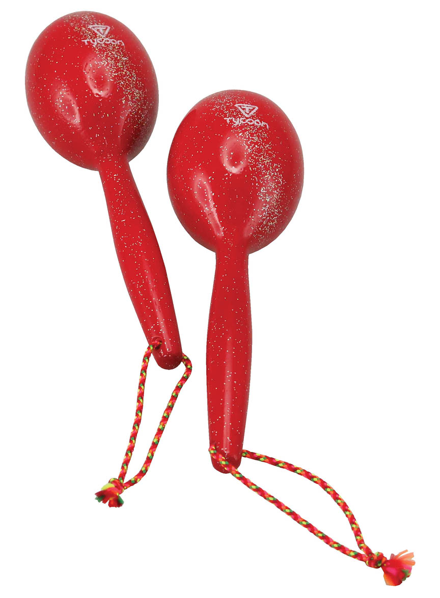755500 Wooden Diamond Finish Maracas, Red