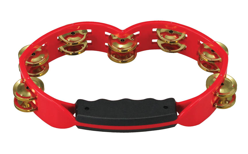 755530 Hand Held Plastic Tambourine with Bright Brass Jingles, Red